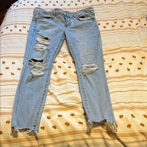American Eagle Outfitters Light Blue Distressed Skinny Jeans
